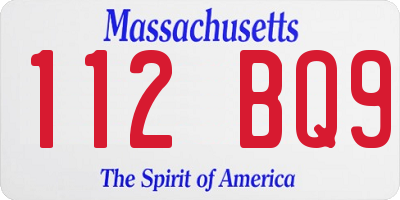 MA license plate 112BQ9