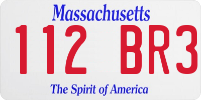 MA license plate 112BR3