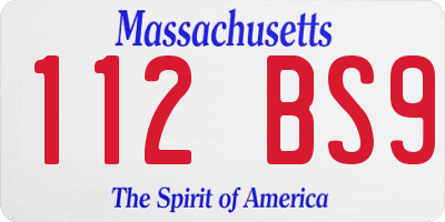 MA license plate 112BS9
