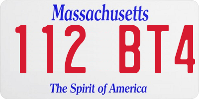 MA license plate 112BT4