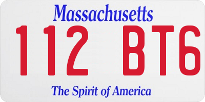 MA license plate 112BT6