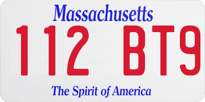 MA license plate 112BT9