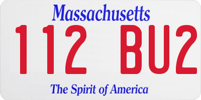 MA license plate 112BU2