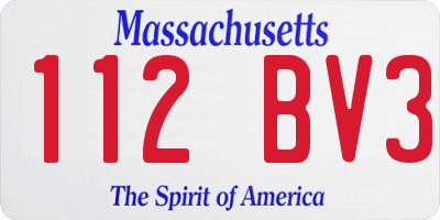 MA license plate 112BV3