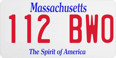 MA license plate 112BW0