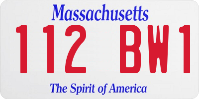 MA license plate 112BW1