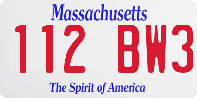 MA license plate 112BW3