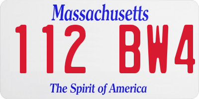 MA license plate 112BW4