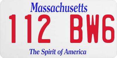 MA license plate 112BW6