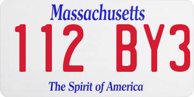 MA license plate 112BY3