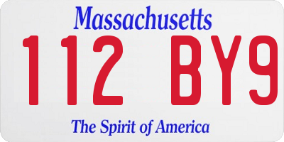 MA license plate 112BY9