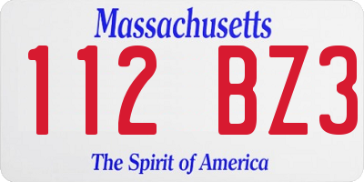 MA license plate 112BZ3