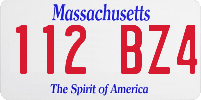 MA license plate 112BZ4