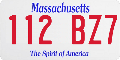 MA license plate 112BZ7
