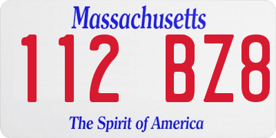 MA license plate 112BZ8