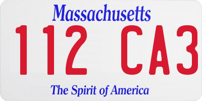 MA license plate 112CA3