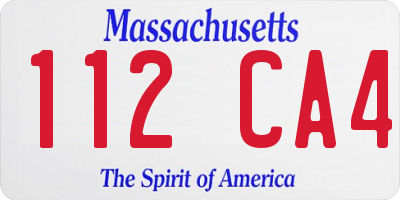MA license plate 112CA4