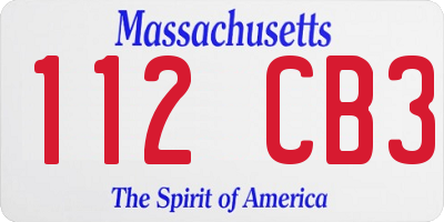 MA license plate 112CB3