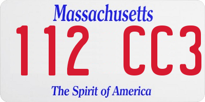 MA license plate 112CC3