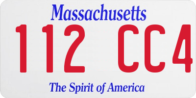 MA license plate 112CC4