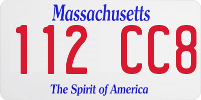 MA license plate 112CC8
