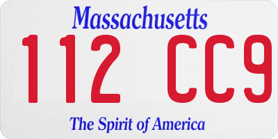 MA license plate 112CC9