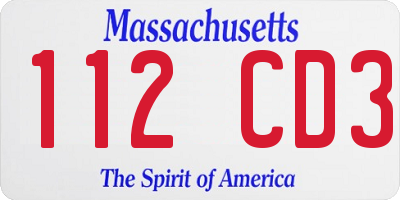 MA license plate 112CD3