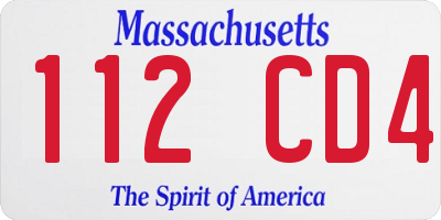 MA license plate 112CD4