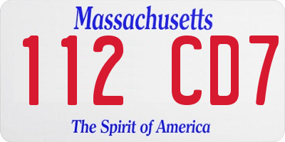 MA license plate 112CD7