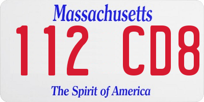 MA license plate 112CD8