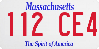 MA license plate 112CE4