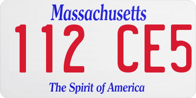 MA license plate 112CE5