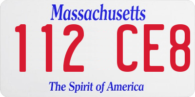 MA license plate 112CE8
