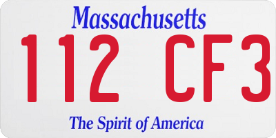 MA license plate 112CF3