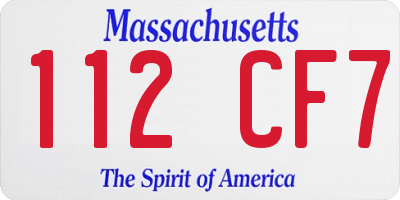 MA license plate 112CF7