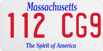 MA license plate 112CG9