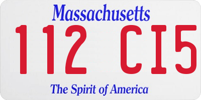 MA license plate 112CI5