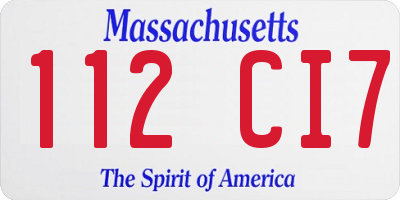 MA license plate 112CI7