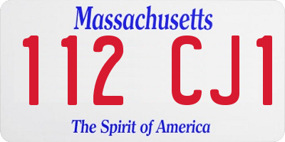 MA license plate 112CJ1