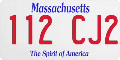 MA license plate 112CJ2