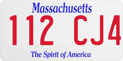 MA license plate 112CJ4