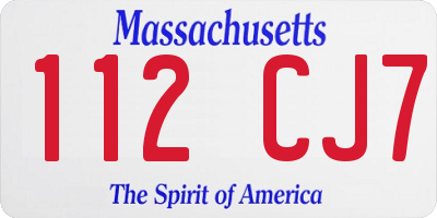 MA license plate 112CJ7
