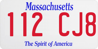 MA license plate 112CJ8