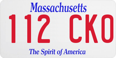 MA license plate 112CK0