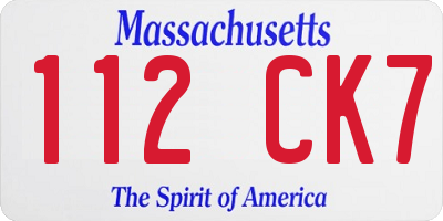 MA license plate 112CK7