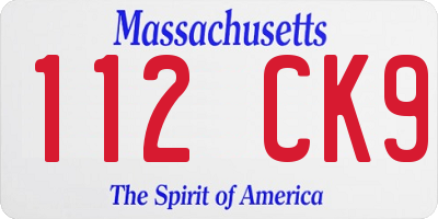 MA license plate 112CK9