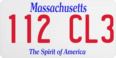 MA license plate 112CL3
