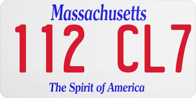 MA license plate 112CL7