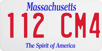 MA license plate 112CM4