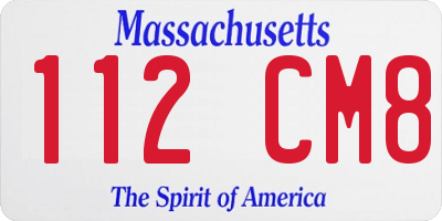 MA license plate 112CM8